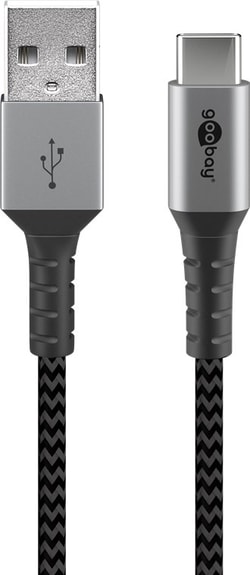 Cavo usb Goobay USB-C a USB-A in metallo e rivestimento tessuto 0.5m