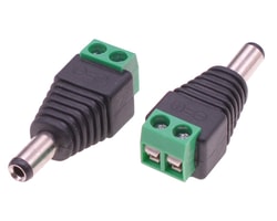 Adattatore Alimentazione DC Techly 2.5x5.5mm Maschio Terminal Block 2 pin Nero/Verde