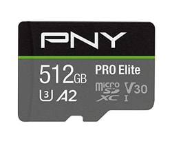 512GB Scheda MicroSDXC Pny Pro Elite Nero/Grigio [P-SDUX512U3100PRO-GE]