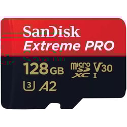 128GB Scheda microSDXC SanDisk Extreme Pro 200/90 MB/s A2 C10 V30 con adattore Nero/rosso [SDSQXCD-128G-GN6MA]