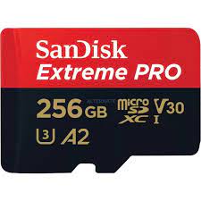 256GB Scheda microSDXC SanDisk Extreme Pro 200/140 MB/s A2 C10 V30 con adattore Nero/rosso [SDSQXCD-256G-GN6MA]
