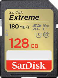 128GB Scheda SDXC Sandisk Extreme 90/180 MB/s C10 V30 Nero [SDSDXVA-128G-GNCIN]