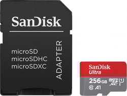 256GB Scheda MicroSDXC SanDisk Ultra 150MB/s Nero/rosso [SDSQUAC-256G-GN6MA]