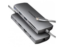 Hub Axagon HMC-8HLSA USB-C 3.2Gen/3xUSB-A/ 4K/60Hz HDMI/SD/microSD PD 100W Argento