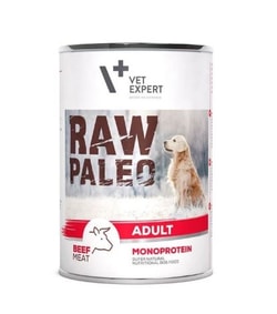 Cibo umido VetExpert Raw Paleo Manzo monoproteico e senza cereali per cani adulti 400g
