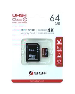 Scheda memoria SD S3+ MICROSDXC UHS-I 64GB Nero [64GS3SDC10U1/64G-R]