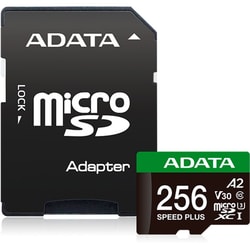 256GB Scheda Di Memoria Adata Speed Plus microSDXC Classe 10 con adattore Nero/Verde [UD256GUI3V30A2SP-RA1]