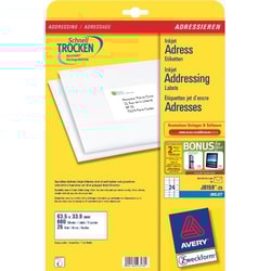 Etichette Avery inkjet bianche J8159-25fogli (24 etichette/foglio 63.5x33.9) quick dry [J8159-25]