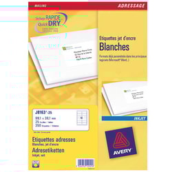 Etichette Avery inkjet bianche J8163-25fogli (14 etichette/foglio 99.1x38.1) quick dry [J8163-25]