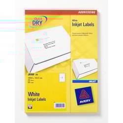 Etichette Avery inkjet bianche J8168-25fogli (2 etichette/foglio 199.6x143.5) quick dry [J8168-25]