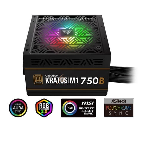 Alimentatore 750W Gamdias Kratos M1750B 750W NeonFlex RGB 80+ Bronze