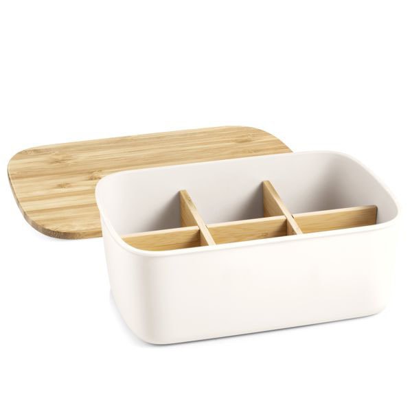 com-four® Scatola Porta bustine da tè Rustica - Scatola da tè con 6 Scomparti, Finestra di
